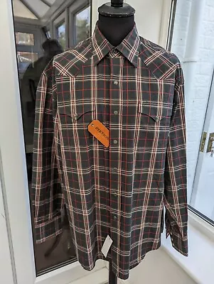 Stetson Black & Red Checkered Cowboy Shirt Size L Brand New With Tags • £44.99