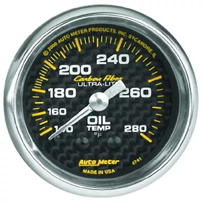 Auto Meter 4741 2-1/16  Carbon Fiber Mechanical Oil Temp Gauge 140-280F NEW • $137.39