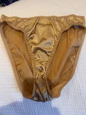 Vintage Vassarette Satin Bikini Panty Gold Size 8 • $14.99