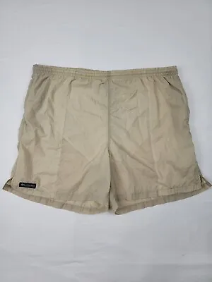 Vintage Columbia Swim Trunks Mens Large L Tan Packable Nylon Shorts Hiking Dry • $13.50