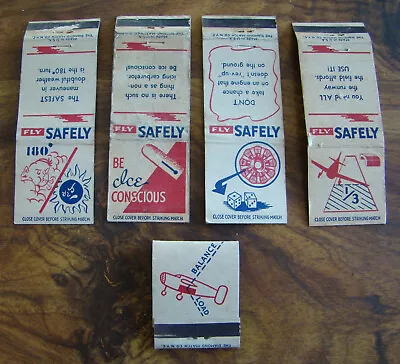 5 Vintage FLY SAFELY Matchbook Covers Private Pilot Old • $10