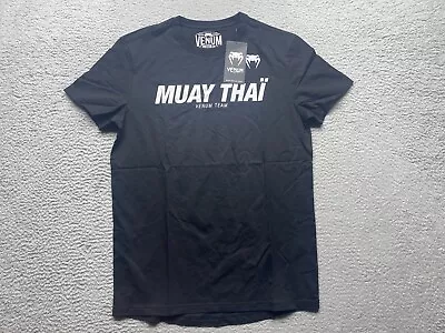 Venum Muay Thai T Shirt Tee Men Large  Black White Spell Out Fitted Training Gym • $17.10