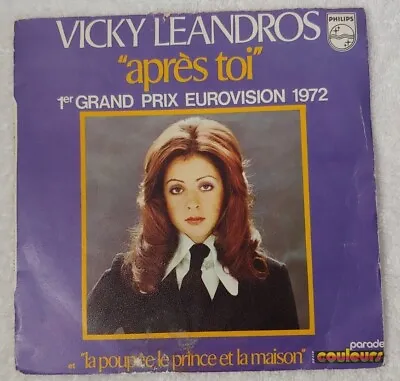 Vintage 1972 Eurovision Winning Song Vicky Leandros  Après Toi  Vinyl Record • $1.99