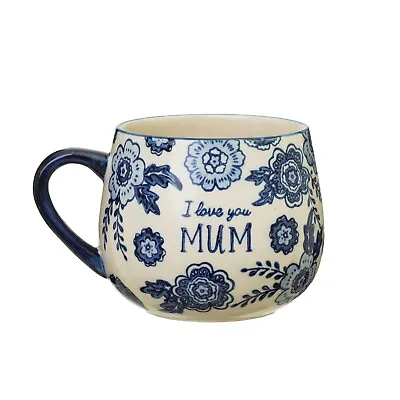 Sass & Belle  I Love You Mum Blue Willow Mug Mothers Day Gift Tea Coffee Cup  • £9.99