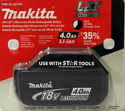 Makita BL1840B Genuine Star Battery 18V 4.0Ah LXT Li-Ion New No Pack • £59.99