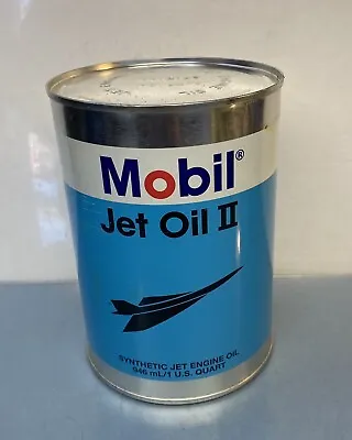 Mobil Jet Oil II Aviation Turbine Engine Oil Can Vintage Fresh Stock • $13.95