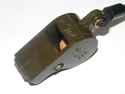 Vintage 1993-2003 US Military R.M. Olive Green Army Hard Plastic Whistle & Cord • $8.99