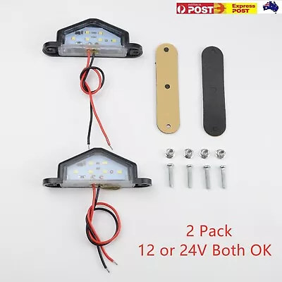 2X 6 LED License Number Plate Light Truck Caravan Trailer Lamp Rear/Front 10-30V • $10.99