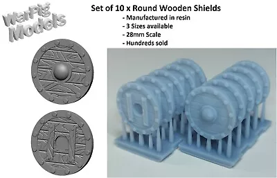 Shields X10 Wooden Round 28mm - 32mm Scale Fantasy Oldhammer Dwarf Human Etc • £2.95