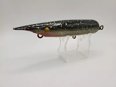 Vintage Antique Wooden Fishing Lure 4.75  Gray Specked Darter Homemade Stan Gibs • $12.99