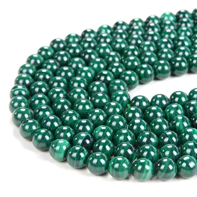 Deep Green Natural Malachite Gemstone Grade AAA Round 6MM 8MM Loose Beads (D87) • $23.99