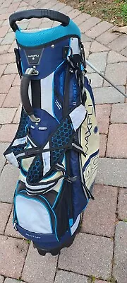 Golf Stand Bag MAXFLI Blue 5 Div Shoulder Strap Rain Cover Cooler Pocket All Zip • $75