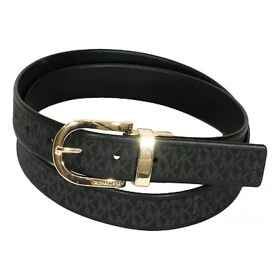 MICHAEL KORS Black Logo Print Reversible Leather Belt XL • $39.99