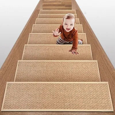 Natural Linen Soft & Comfortable Stair Treads For Wooden Steps 15 Pk~30 X 8 IN. • $55