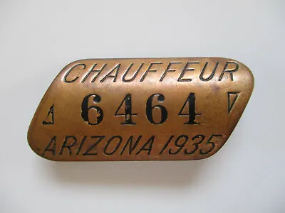 $125 • Buy Antique Vintage 1935 Arizona Taxi Driver CDL Chauffeur Employee ID Badge Pin