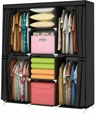Large Portable Clothes Closet Canvas Wardrobe Storage Organizer With Shelves • $34.99