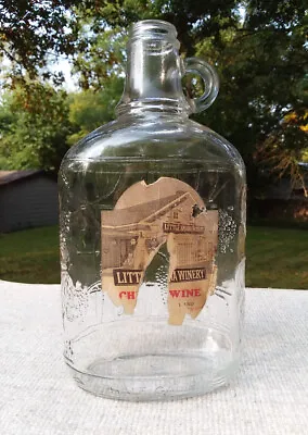 Vintage Clear Glass Wine Jug Little Amana Winery IA Half Gal Bottle Embossed • $44.99