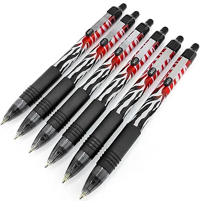 6 X Zebra Z-Grip Smooth - Retractable Ballpoint Pen - Funky Flame Design - Black • £4.99