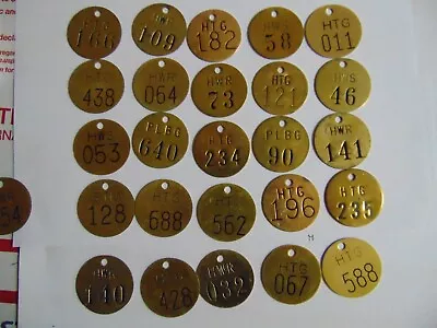 Lot Of 25 Vintage 1.5  Round Brass Tags Misc Numbers Industrial Steampunk-CC • $12