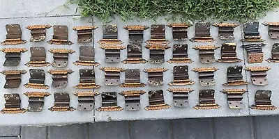 $75 • Buy Vtg 46 Hammered Textured COPPER Colored CUPBOARD CABINET Door HINGES Colonial