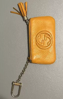 Gucci Coin Purse Mini Wallet Key Chain GG Brown Leather Italy • $170