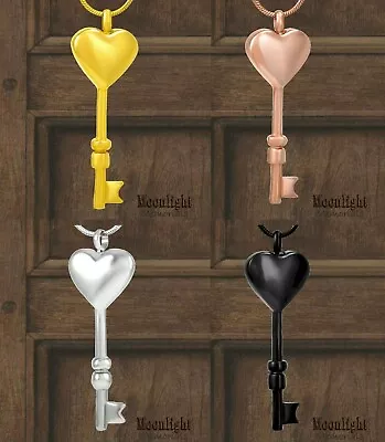 New Key Heart Cremation Urn Keepsake Ashes Memorial Necklace • $13.95