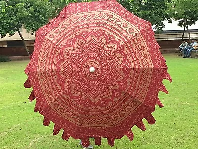 Indian Beach Decorative Large Cotton Sunshades Umbrella Handmade Garden Umbrella • $245.51