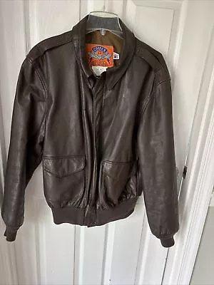 Vtg Cooper Flight Jacket Brown Leather Military Bomber Goatskin Coat 46L USAF • $100