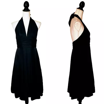 ADRIANNA PAPELL Cocktail Dress Black Sleeveless Halter Lined Elegant Evening 10 • $49.99