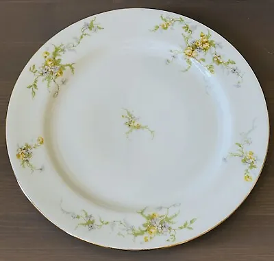 Vintage Limoges Yellow Rose Porcelain Dinner Plate Gold Rim Round France 9 5/8”W • $27.72