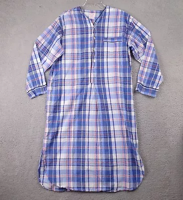 Brooks Brothers Mens Night Shirt Long Sleeve Blue Plaid Cotton Pajamas Button M • $40.85