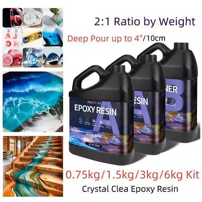 DEEP POUR 2:1 Ratio Clear Epoxy Resin Kit - 750g/750ml 1.5kg/1.5L 3kg/3L 6kg/6L • $25