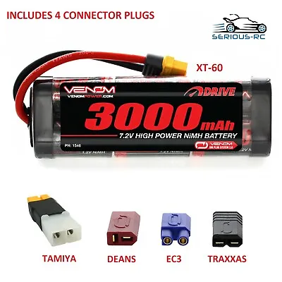 RC Car Battery 7.2v 3000mah NiMH Rechargeable Pack With Tamiya Deans XT60 Plug • £18.99