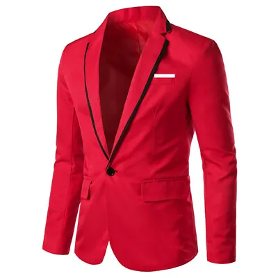 $29.78 • Buy Men's One Button Long Sleeve Blazer Jacket Prom Nightclub Costume Leisure New L 