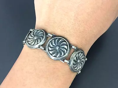 Vintage Southwestern Sterling Silver Concho Link Bracelet • $195