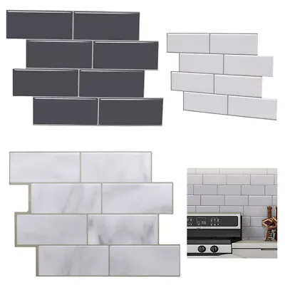 1-10 Sheet Kitchen Stick On Tile Stickers Bathroom 3D Self Adhesive Wall Tiles • $9.95