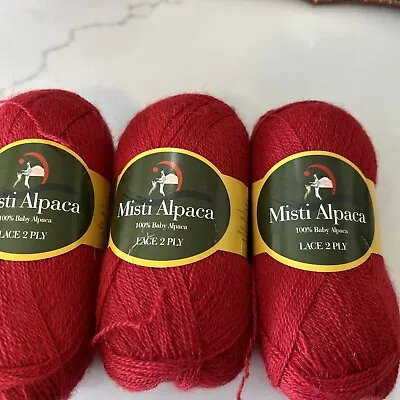 Misti Alpaca Yarn Lot Of 3 Skeins Maroon Color 437 Yds Each NEW • $22.50