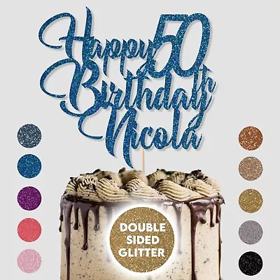 Personalised Cake Toppers Happy Birthday Any Age Any Name 50th 60th 70th 80th • £2.65
