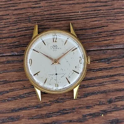 Uno 17 Jewels Mens Wrist Watch Working Needing Restoration 33mm Vintage (W210) • £19.99