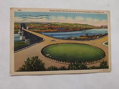 Postcard McKees Rocks Bridge And Ohio River Boulevard Route 88 In 1942 P003E • $2.99