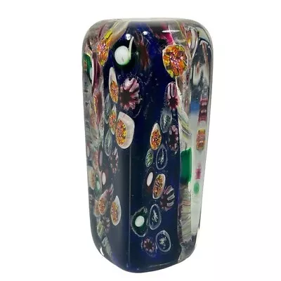 Murano Style Millefiori Multicolor Numbered Art Glass Cylinder Paperweight • $58.89