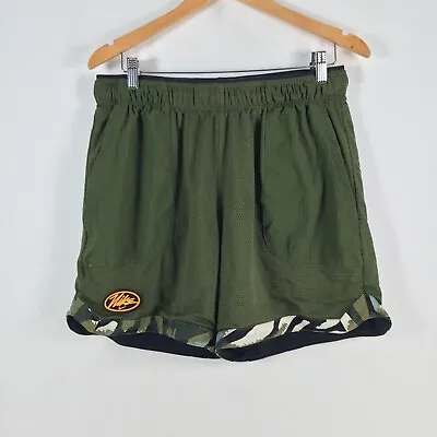 Nike Mens Fitness Shorts Size L Mesh Green Pockets Stretch 068141 • $25.95