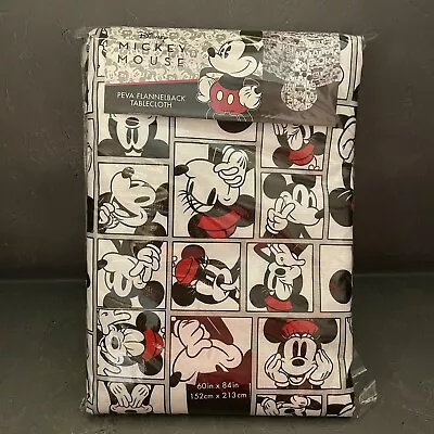 Disney Mickey & Minnie Mouse PEVA FLANNELBACK Tablecloth 60 X84  NEW 152cm X 213 • $19.99