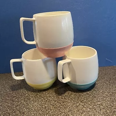 Vtg Vacron Bopp-Decker Coffee Cups Set Of 3 Insulated Vacuum Plastic Retro MCM • $9