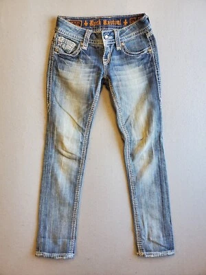 $28.99 • Buy Rock Revival Women's Alanis Skinny Jeans Thick Stitching Size 24 (Actual 28x29)