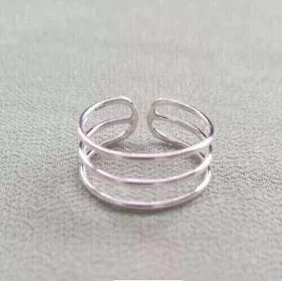 Women's Three Row Adjustable Toe Ring 925 Sterling Silver Solid Metal • $16.20