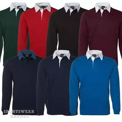 Adults Rugby Long Sleeve Polo Top Shirt Mens Contrast Sports Sizes S-5XL New 3R • $65.95