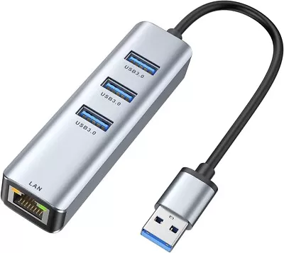 USB 3.0 To Ethernet Adapter 3-Port USB 3.0 Hub With RJ45 Gigabit Ethernet Adapte • $11.99