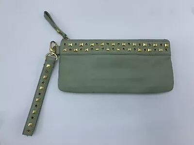 Cole Haan Green Leather Wristlet With Gold Tone Hardware • $33