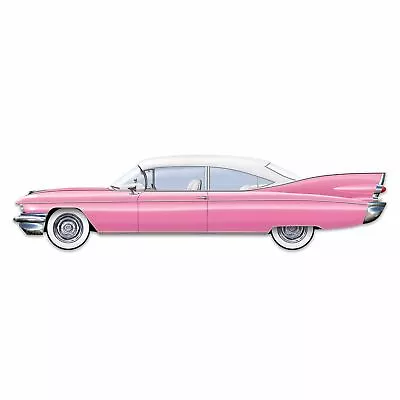 Jointed 50's Pink Ladies Car Cutout Decoration 1950's Party Decoration - 1.83m • £17.05